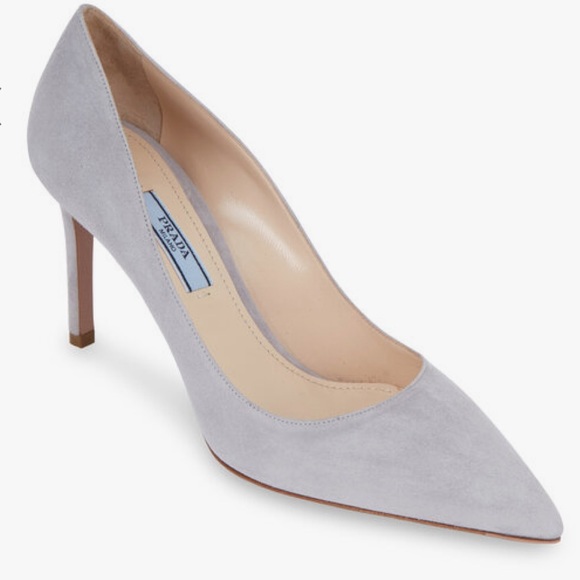 Light Gray Suade Prada Pumps - Picture 1 of 15